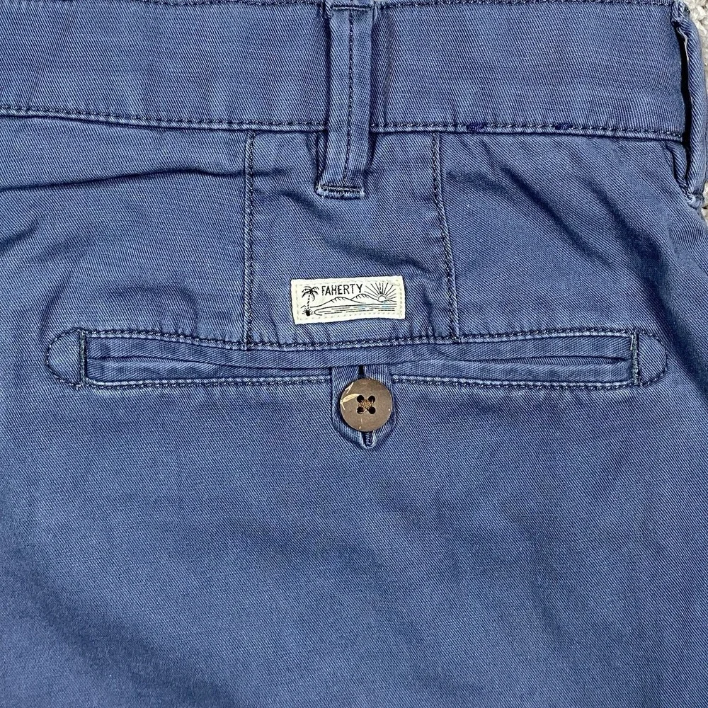 Faherty All Day Shorts Mens 36 Blue Organic Cotton‎ Tencel Stretch MBS2203-VNY